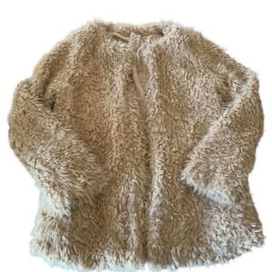 Sadie & Sage Anthropologie Cream Faux Fur Shaggy Coat M So‎ So Soft Quiet Luxury